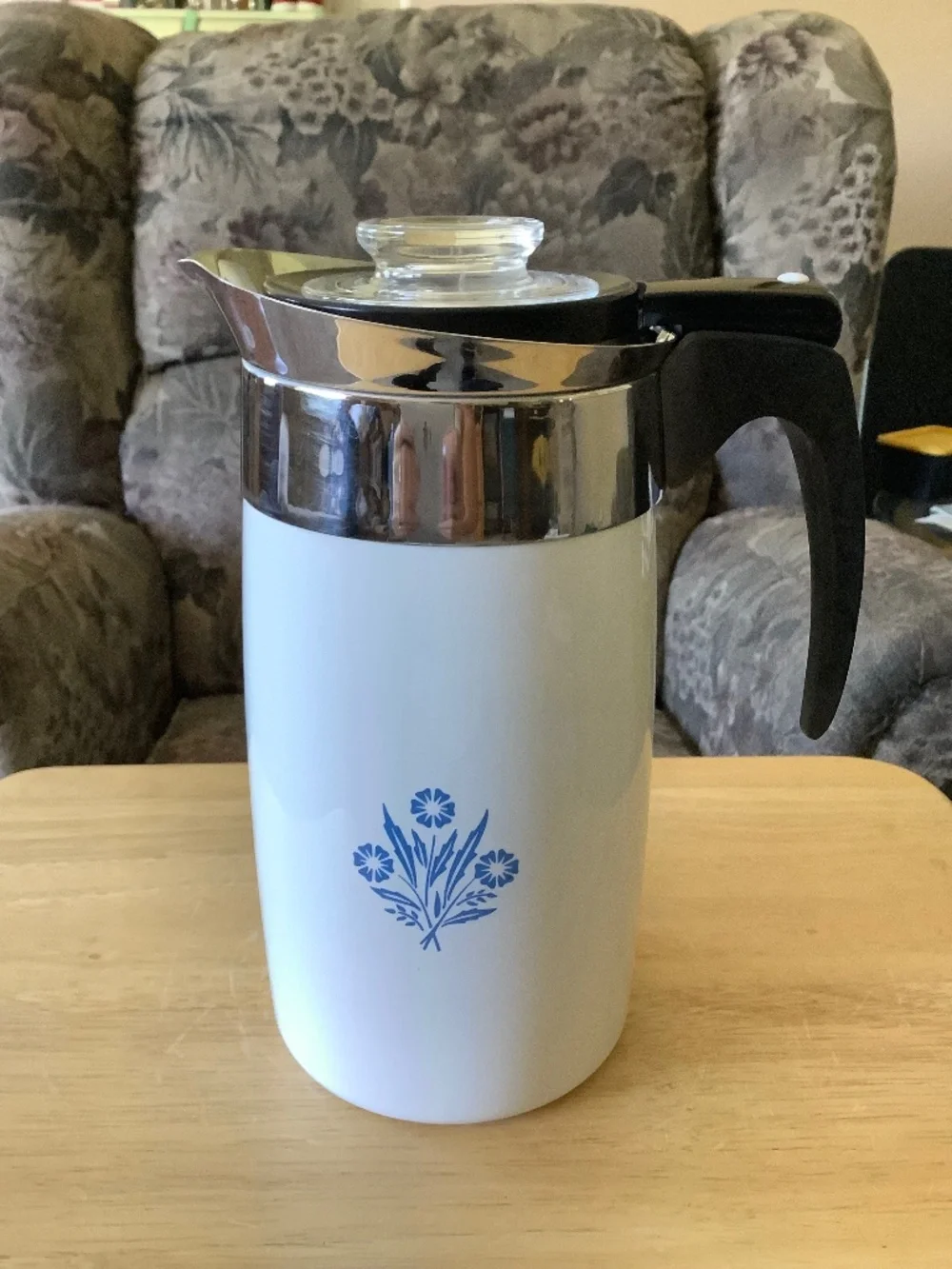 Corning Ware Blue Cornflower 10-Cup Decorative COFFEE POT Percolator NO CORD #3
